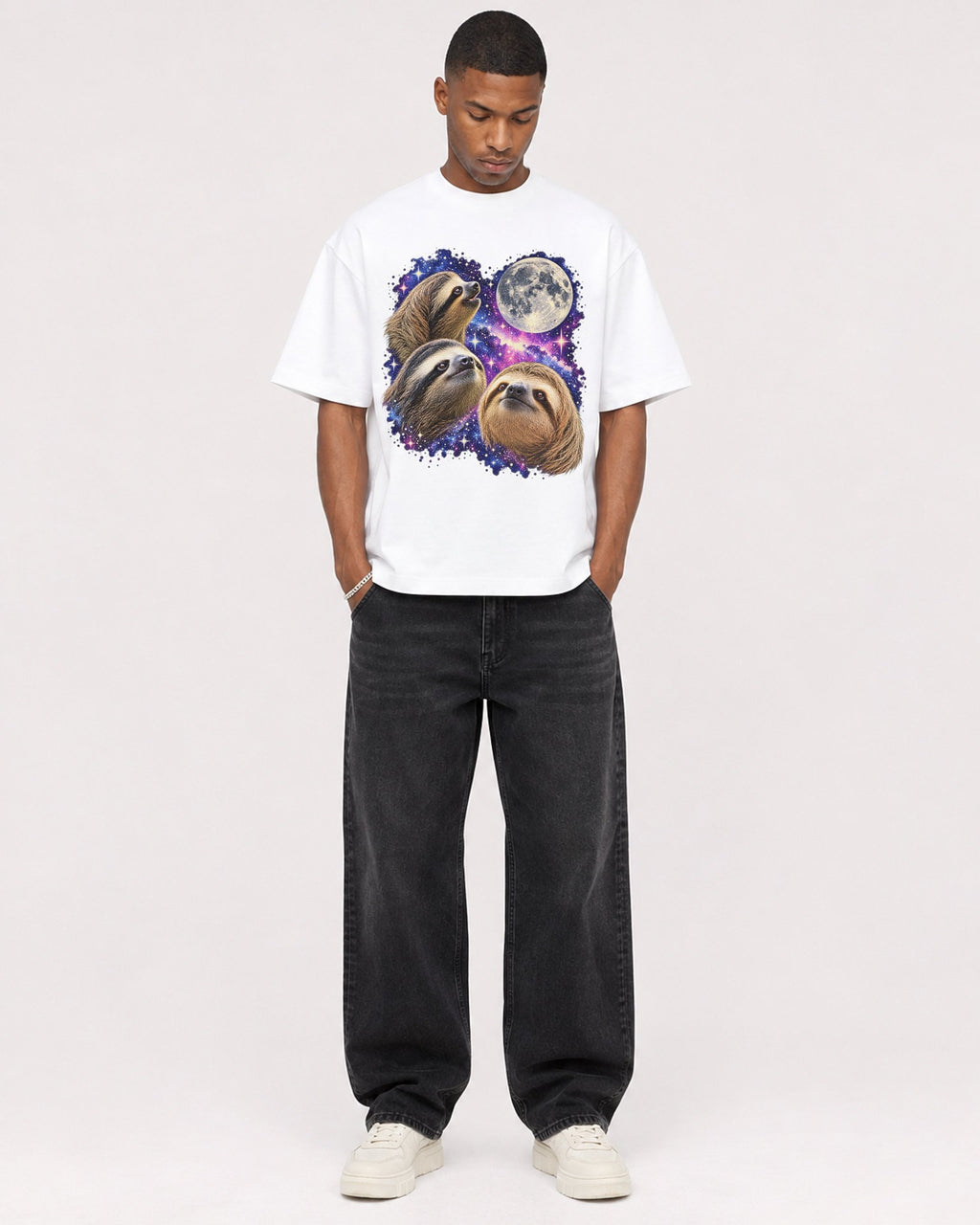 Mockup Boxy Heavyweight Tee White male full-body 35