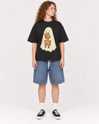 Mockup Boxy Heavyweight Tee Black female full-body 09