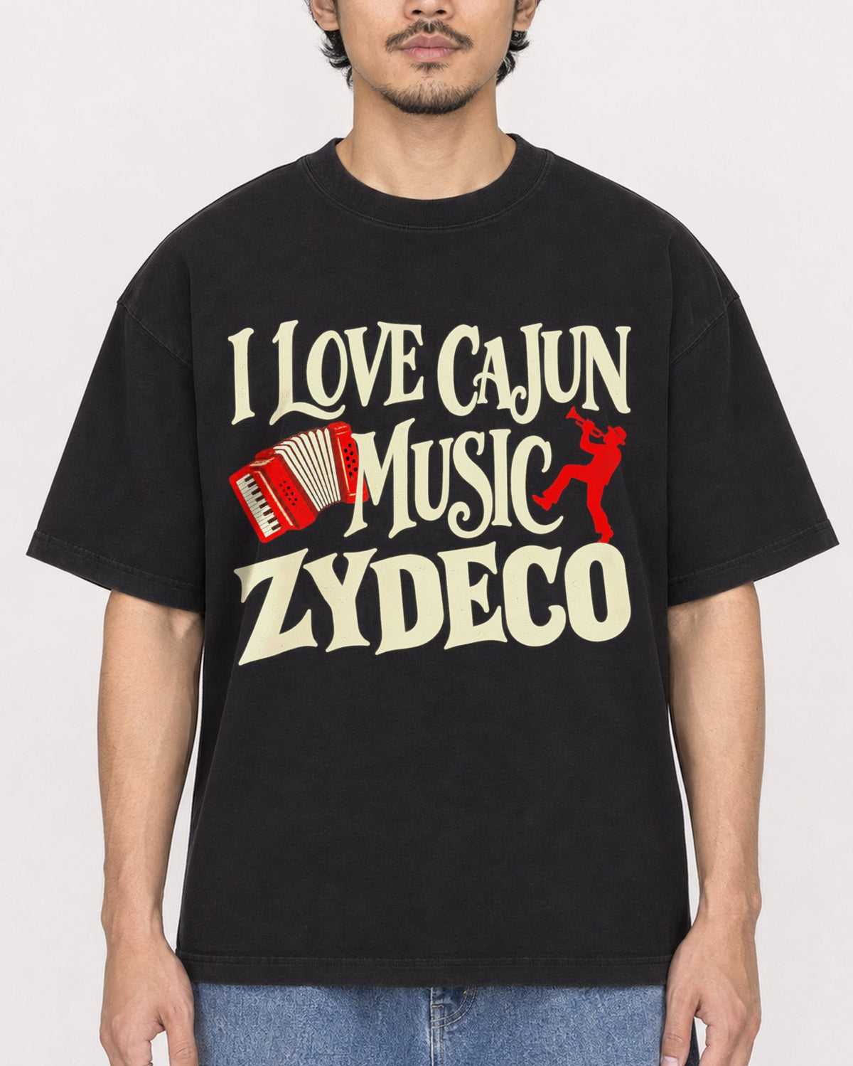 Mockup Boxy Heavyweight Tee Black male close-up 02