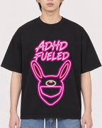 Mockup Boxy Heavyweight Tee Black male close-up 11