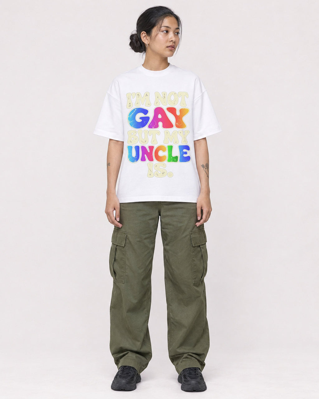 Mockup Boxy Heavyweight Tee White female full-body 12