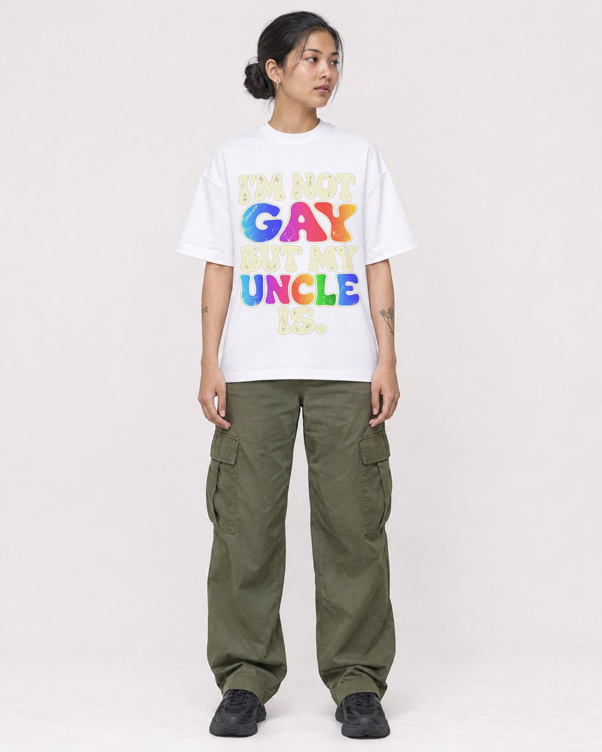 Mockup Boxy Heavyweight Tee White female full-body 12