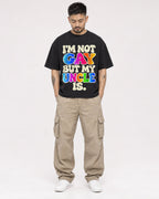 Mockup Boxy Heavyweight Tee Black male full-body 12