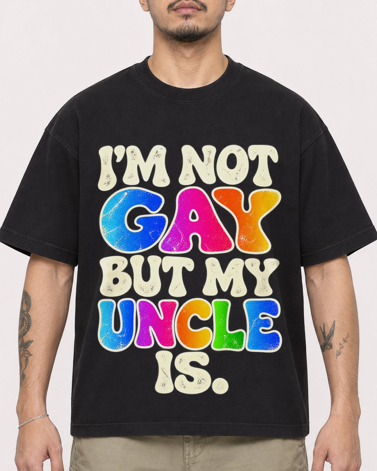 Mockup Boxy Heavyweight Tee Black male close-up 12