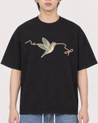 Mockup Boxy Heavyweight Tee Black male close-up 11