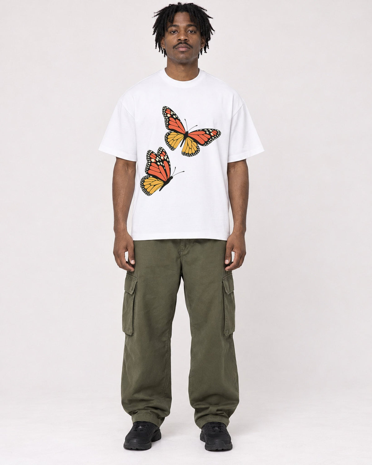 Mockup Boxy Heavyweight Tee White male full-body 04