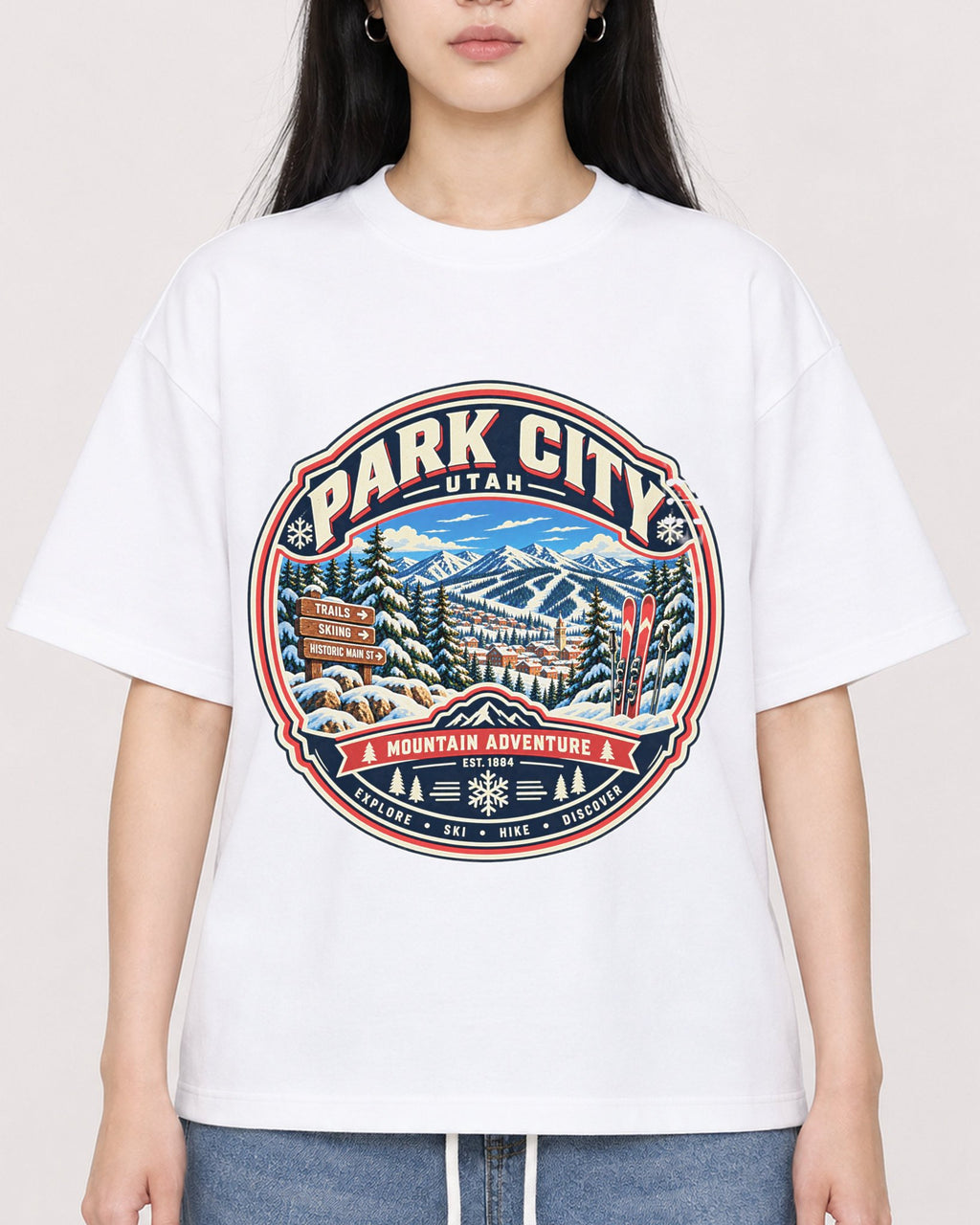 Mockup Boxy Heavyweight Tee White female close-up 01