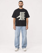Mockup Boxy Heavyweight Tee Black male full-body 37