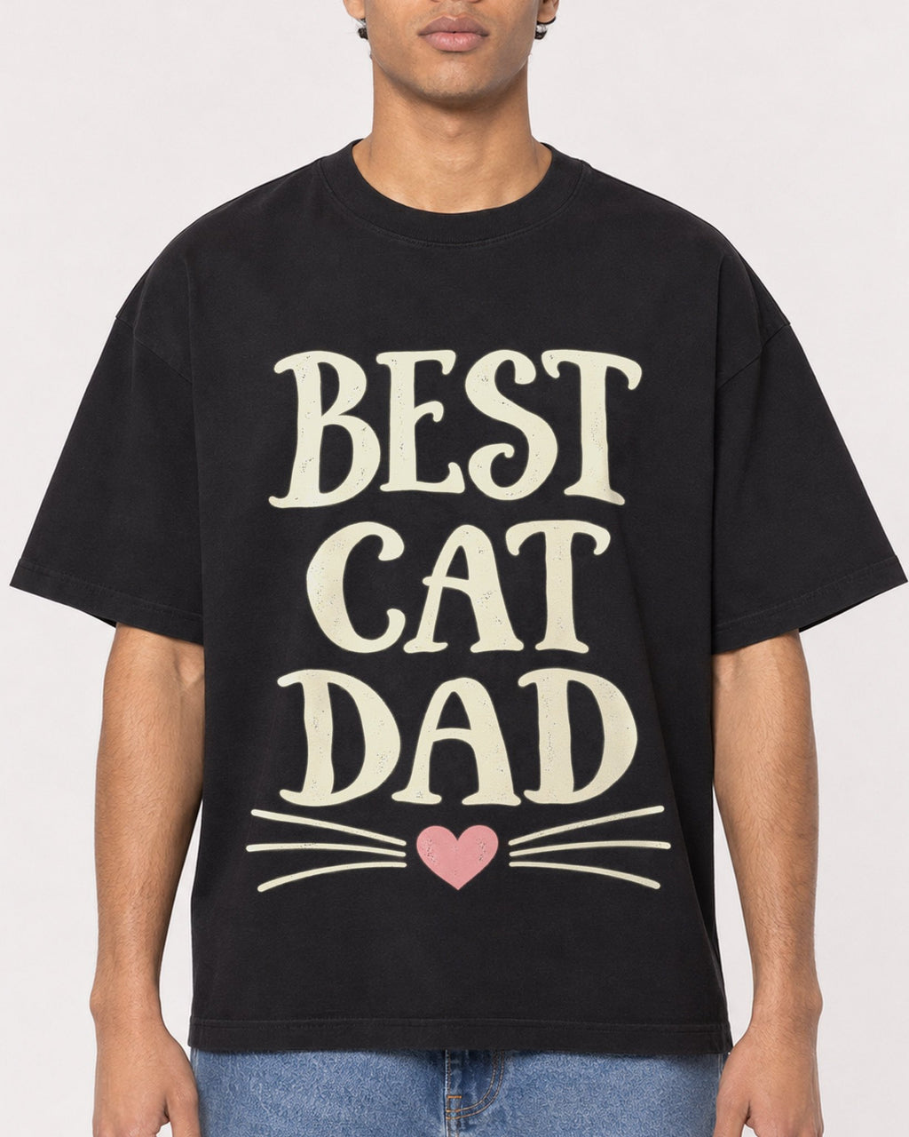 Mockup Boxy Heavyweight Tee Black male close-up 10