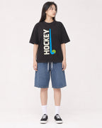 Mockup Boxy Heavyweight Tee Black female full-body 01