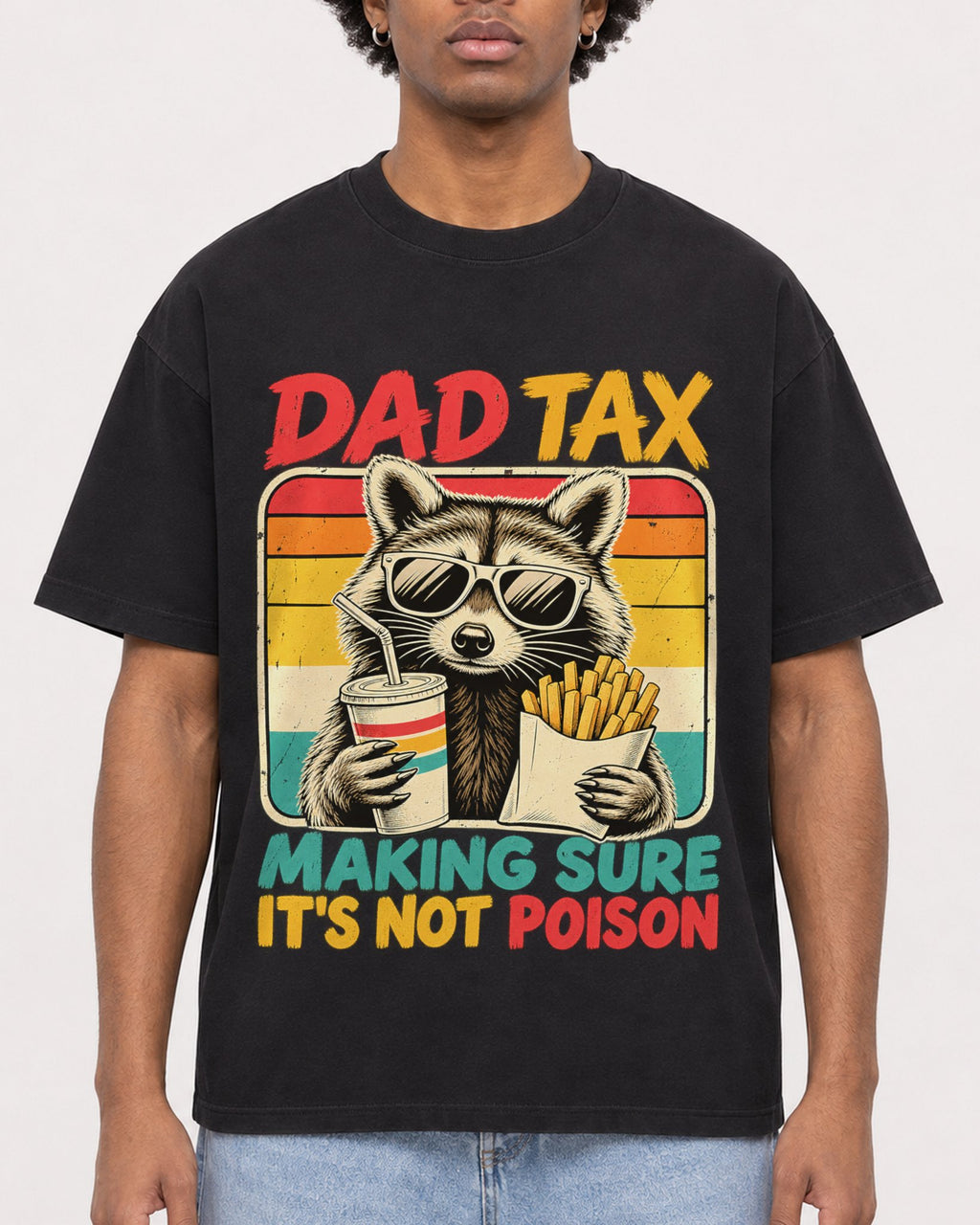 Mockup Boxy Heavyweight Tee Black male close-up 45