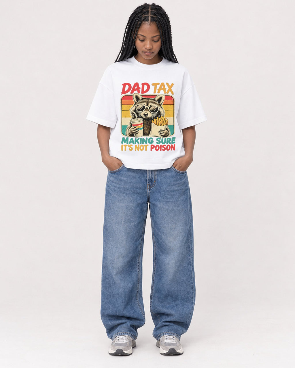Mockup Boxy Heavyweight Tee White female full-body 45