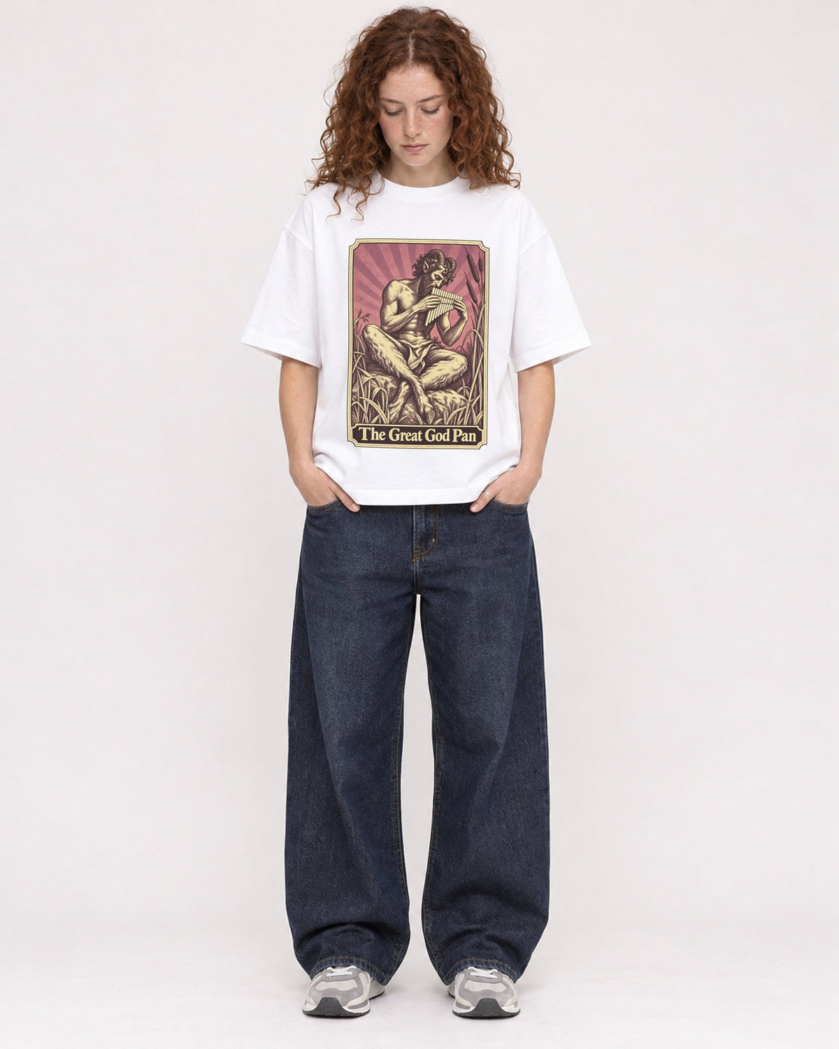Mockup Boxy Heavyweight Tee White female full-body 09