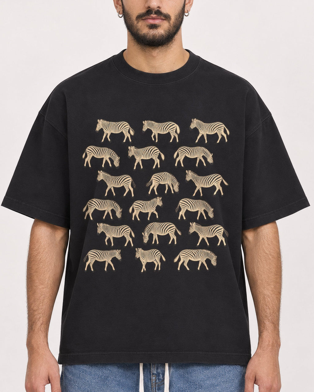 Mockup Boxy Heavyweight Tee Black male close-up 07