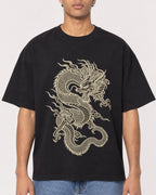 Mockup Boxy Heavyweight Tee Black male close-up 10