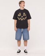 Mockup Boxy Heavyweight Tee Black male full-body 19