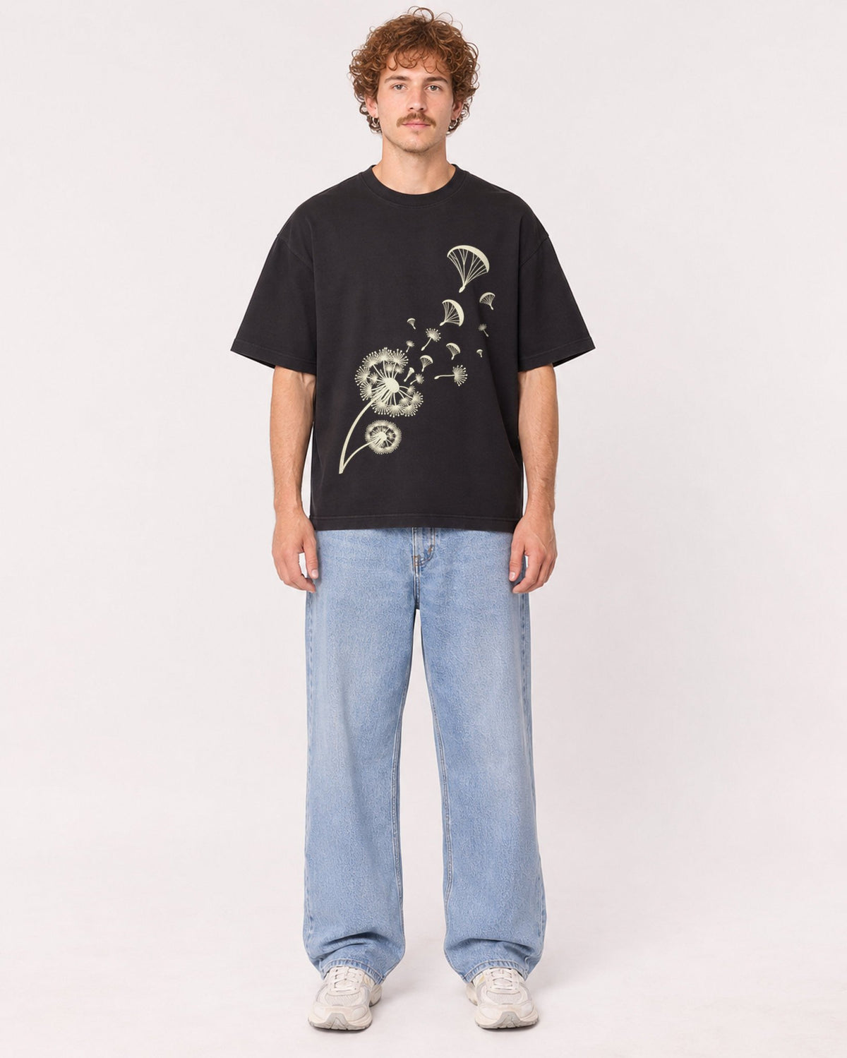 Mockup Boxy Heavyweight Tee Black male full-body 09