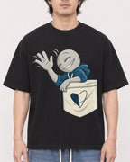 Mockup Boxy Heavyweight Tee Black male close-up 03