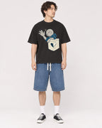 Mockup Boxy Heavyweight Tee Black male full-body 03
