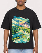 Mockup Boxy Heavyweight Tee Black male close-up 05