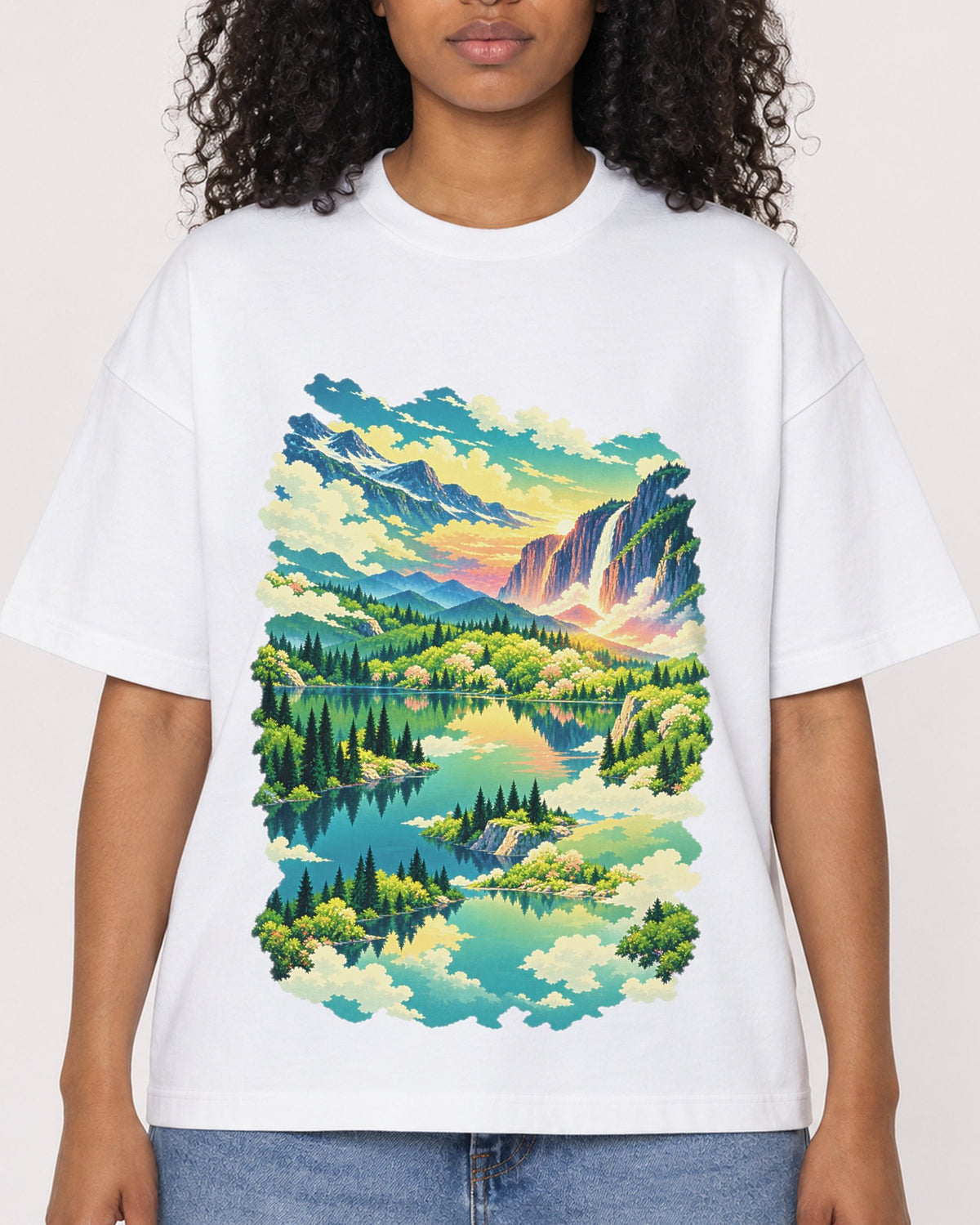 Mockup Boxy Heavyweight Tee White female close-up 05