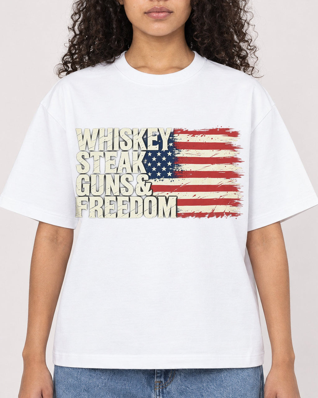 Mockup Boxy Heavyweight Tee White female close-up 10