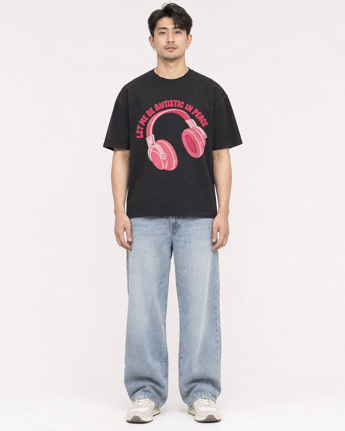 Mockup Boxy Heavyweight Tee Black male full-body 13