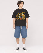 Mockup Boxy Heavyweight Tee Black male full-body 03