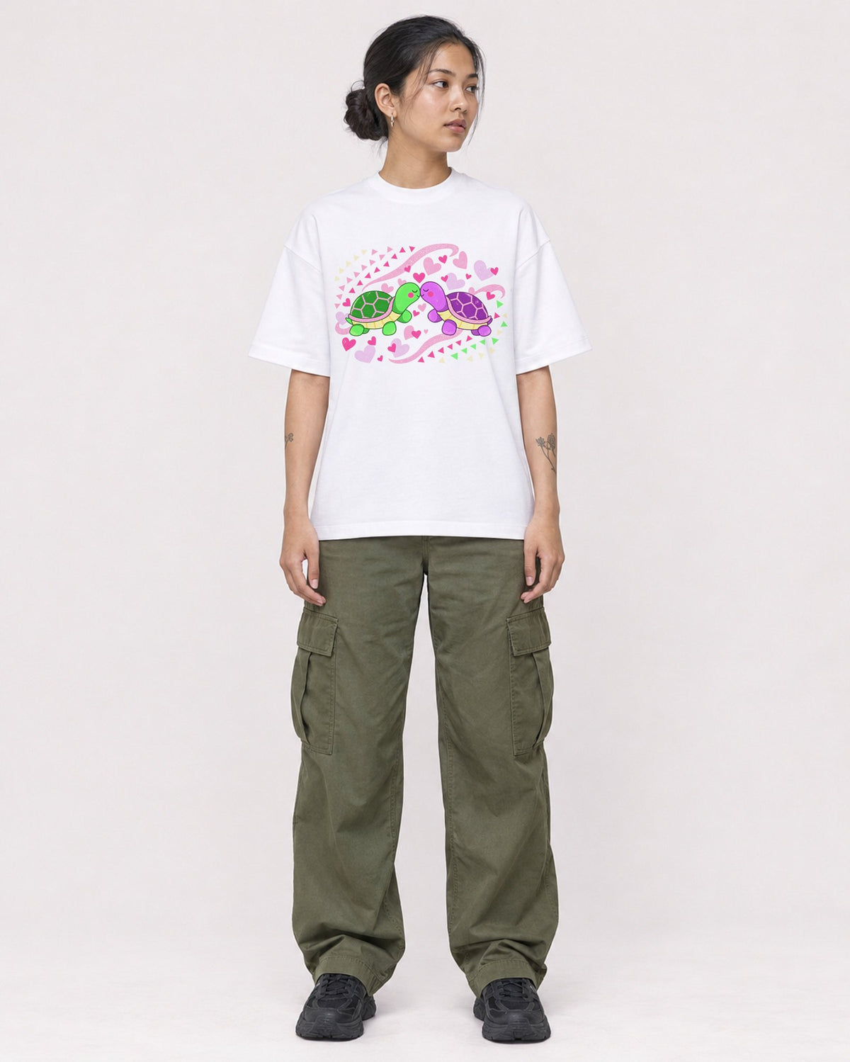 Mockup Boxy Heavyweight Tee White female full-body 12