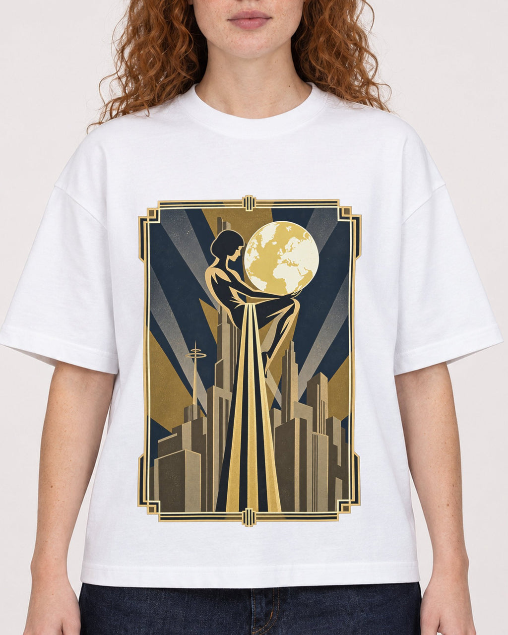 Mockup Boxy Heavyweight Tee White female close-up 09