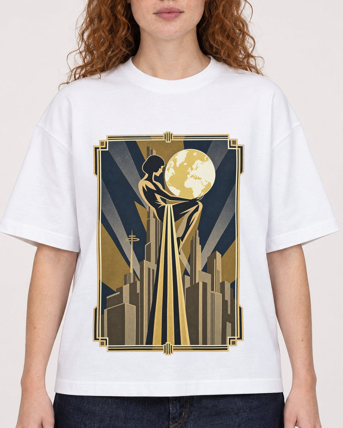 Mockup Boxy Heavyweight Tee White female close-up 09