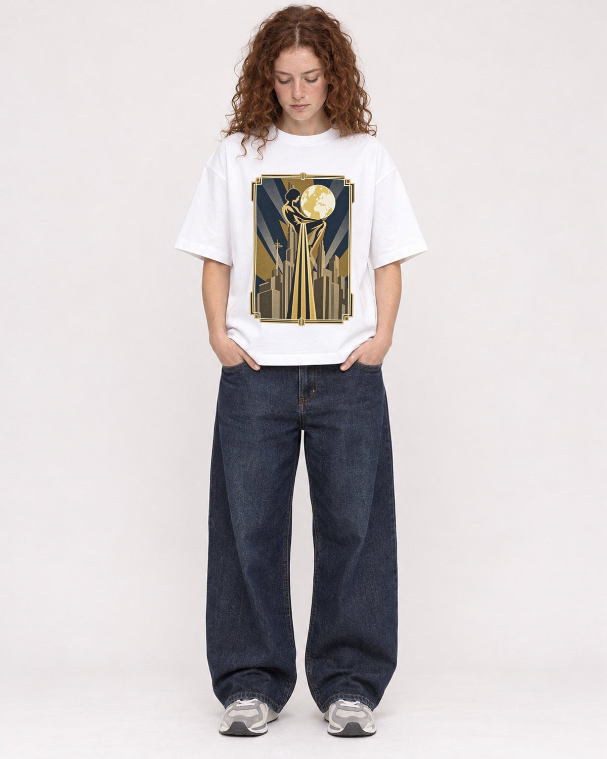 Mockup Boxy Heavyweight Tee White female full-body 09