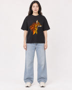 Mockup Boxy Heavyweight Tee Black female full-body 03