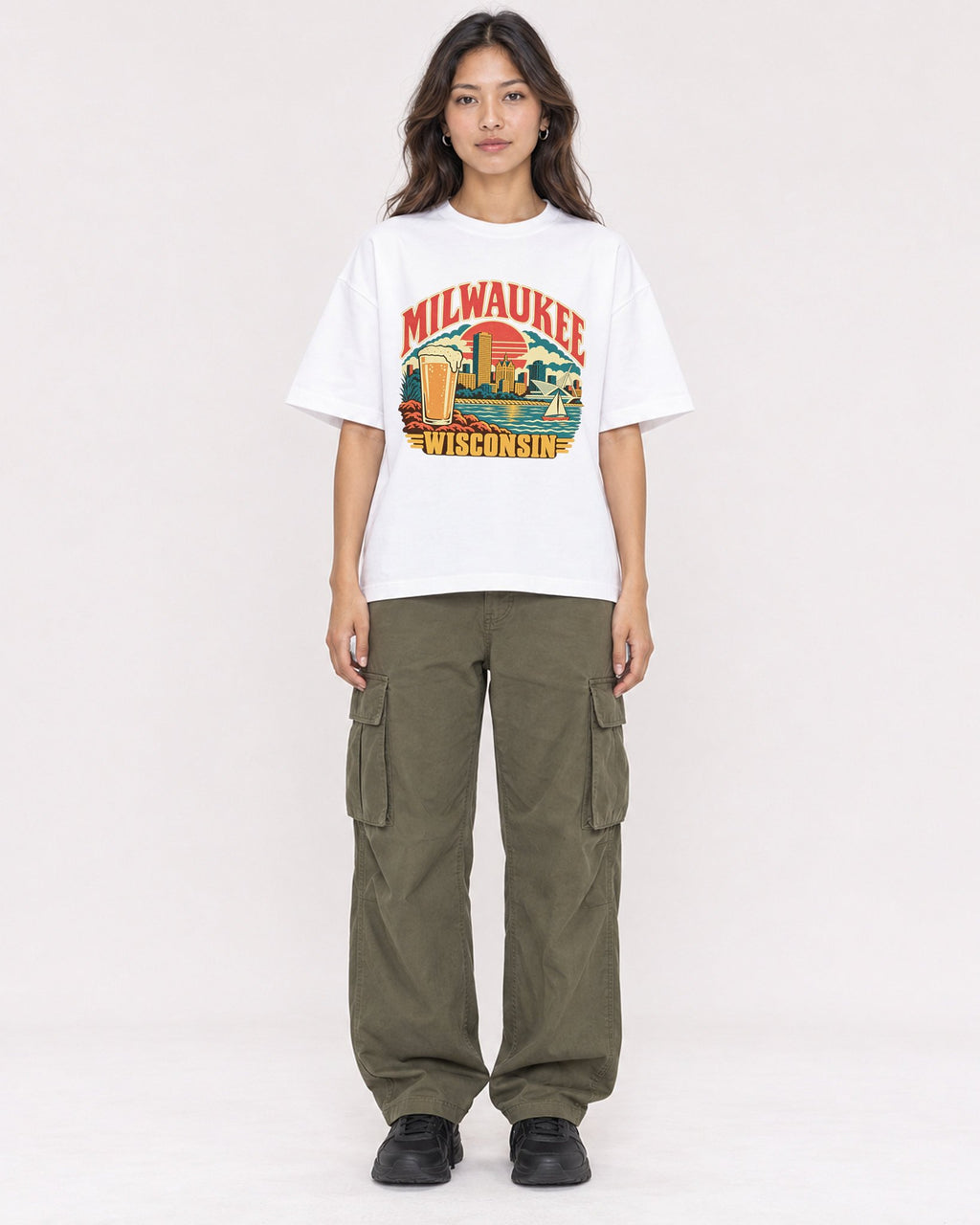 Mockup Boxy Heavyweight Tee White female full-body 02