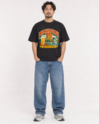 Mockup Boxy Heavyweight Tee Black male full-body 02