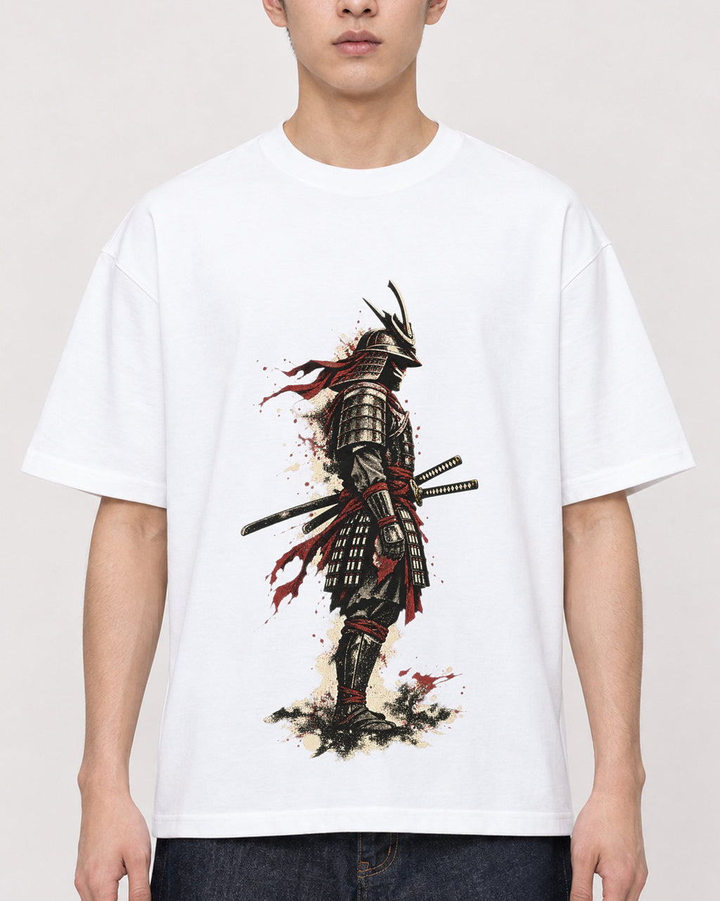 Mockup Boxy Heavyweight Tee White male close-up 21