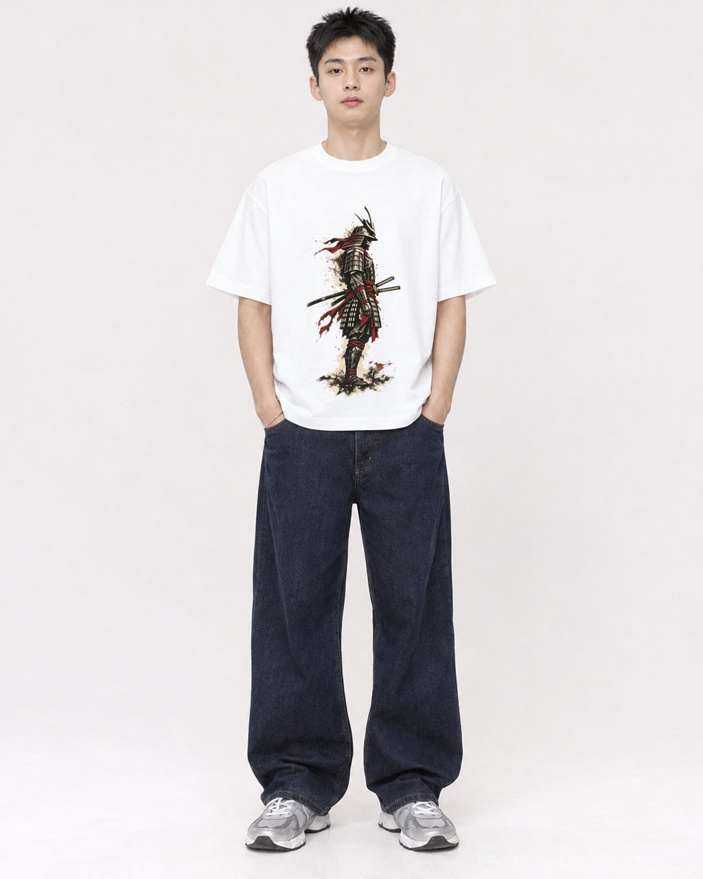 Mockup Boxy Heavyweight Tee White male full-body 21