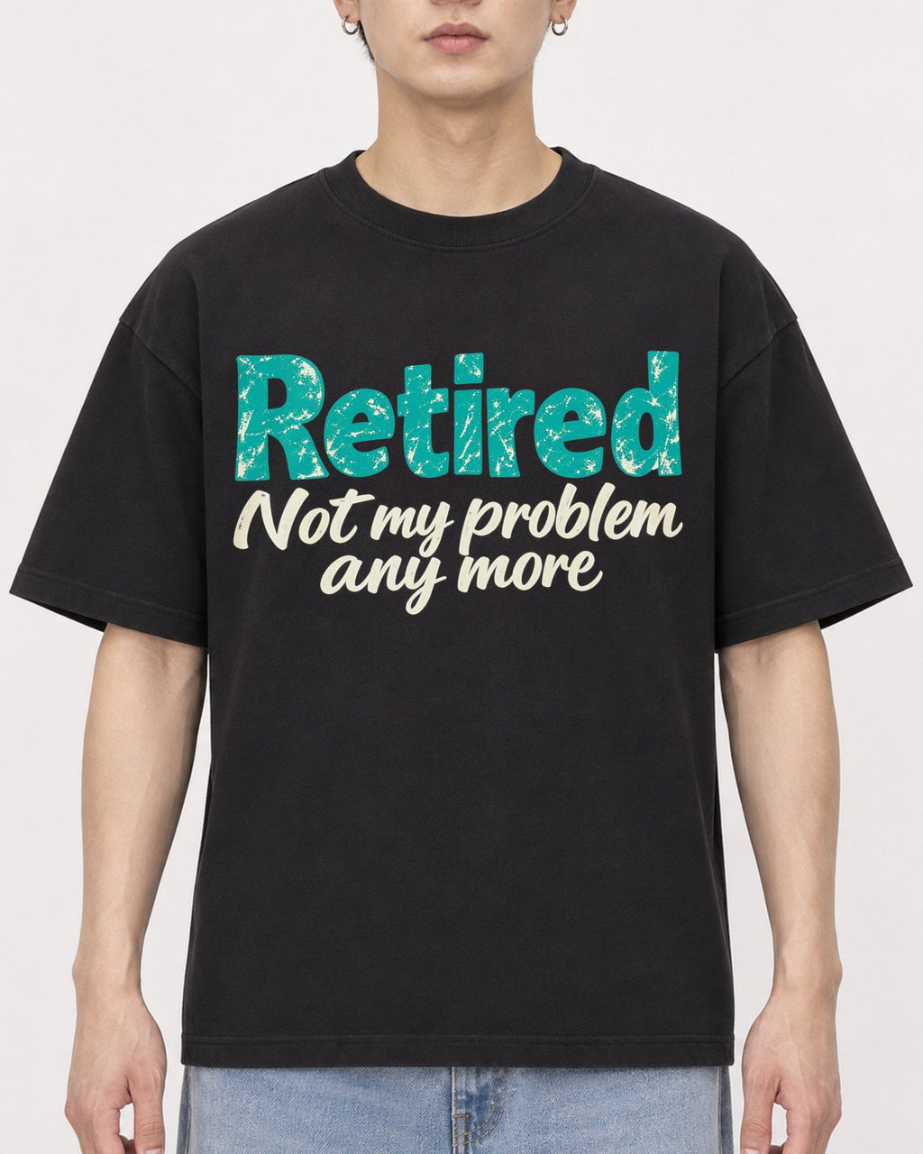 Mockup Boxy Heavyweight Tee Black male close-up 01