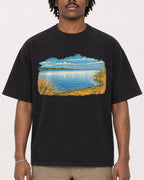 Mockup Boxy Heavyweight Tee Black male close-up 04