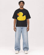 Mockup Boxy Heavyweight Tee Black male full-body 05
