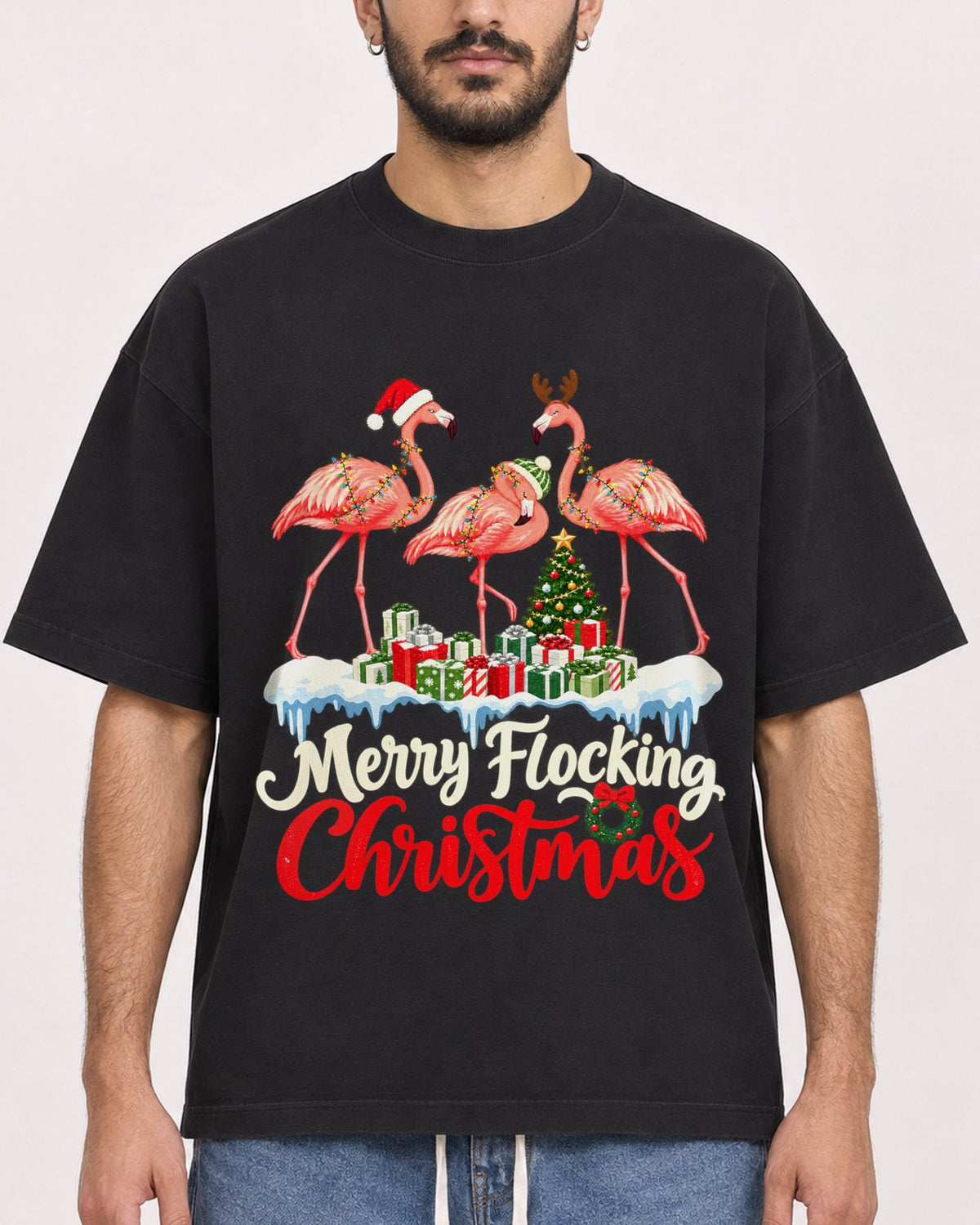 Mockup Boxy Heavyweight Tee Black male close-up 07