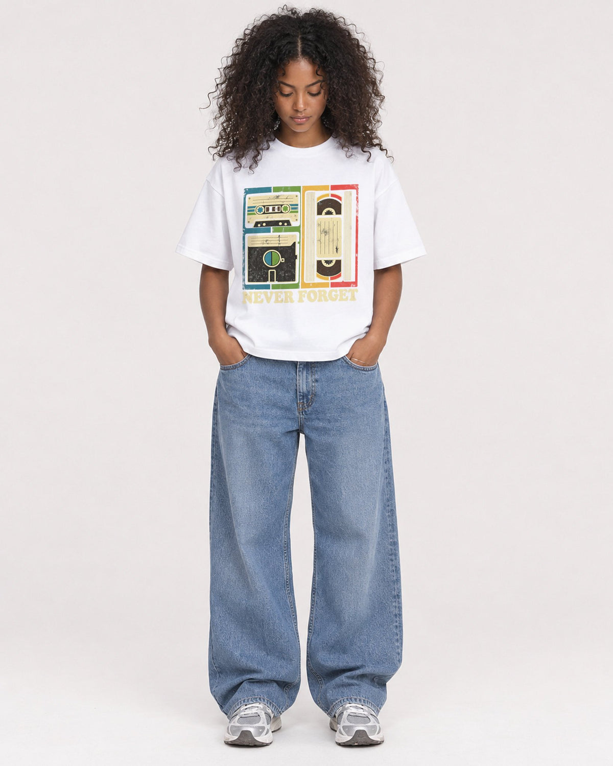 Mockup Boxy Heavyweight Tee White female full-body 05
