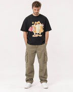 Mockup Boxy Heavyweight Tee Black male full-body 08