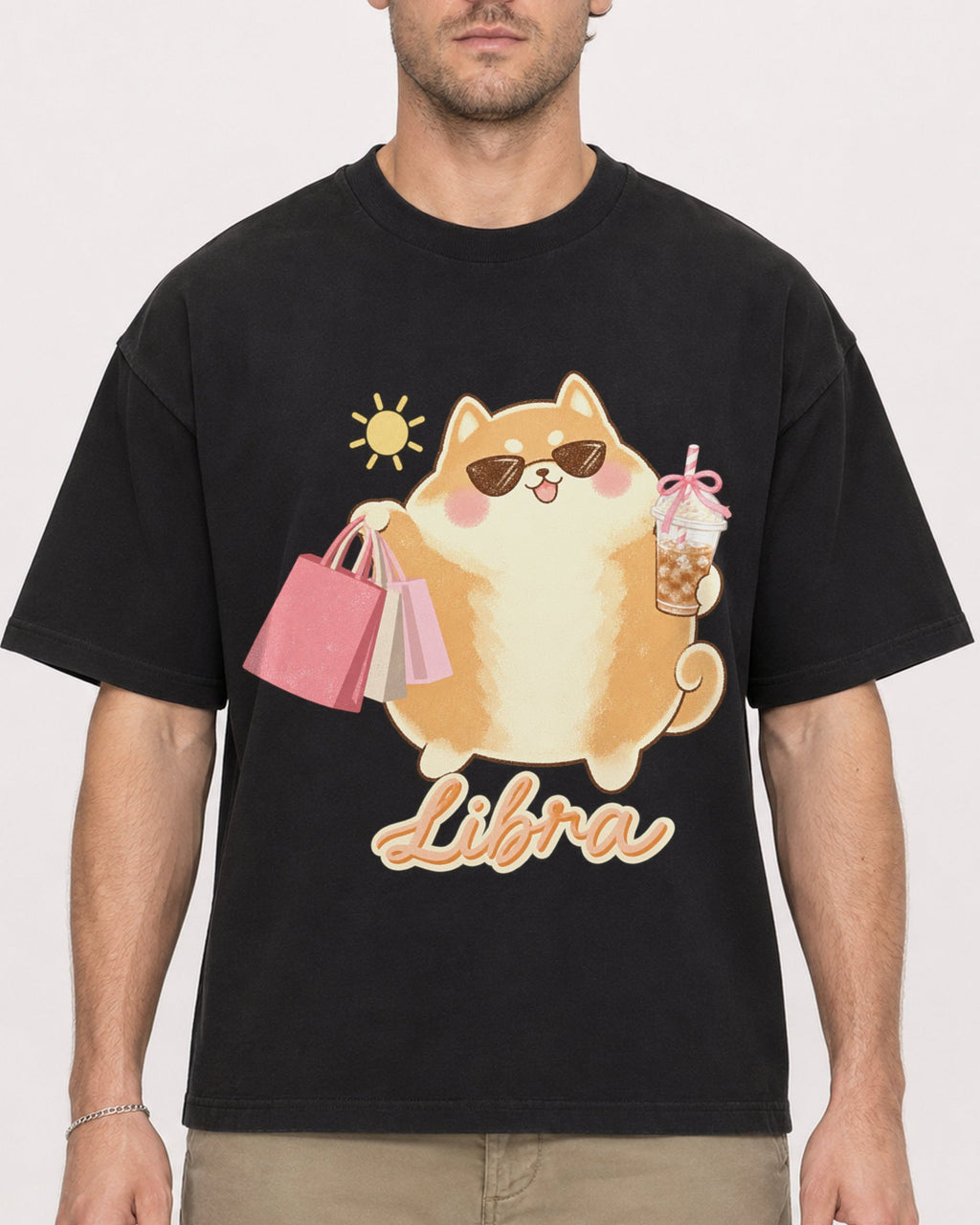 Mockup Boxy Heavyweight Tee Black male close-up 08