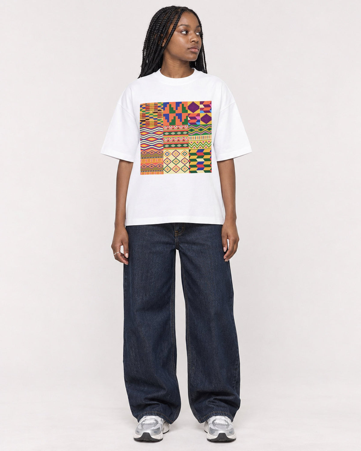 Mockup Boxy Heavyweight Tee White female full-body 04