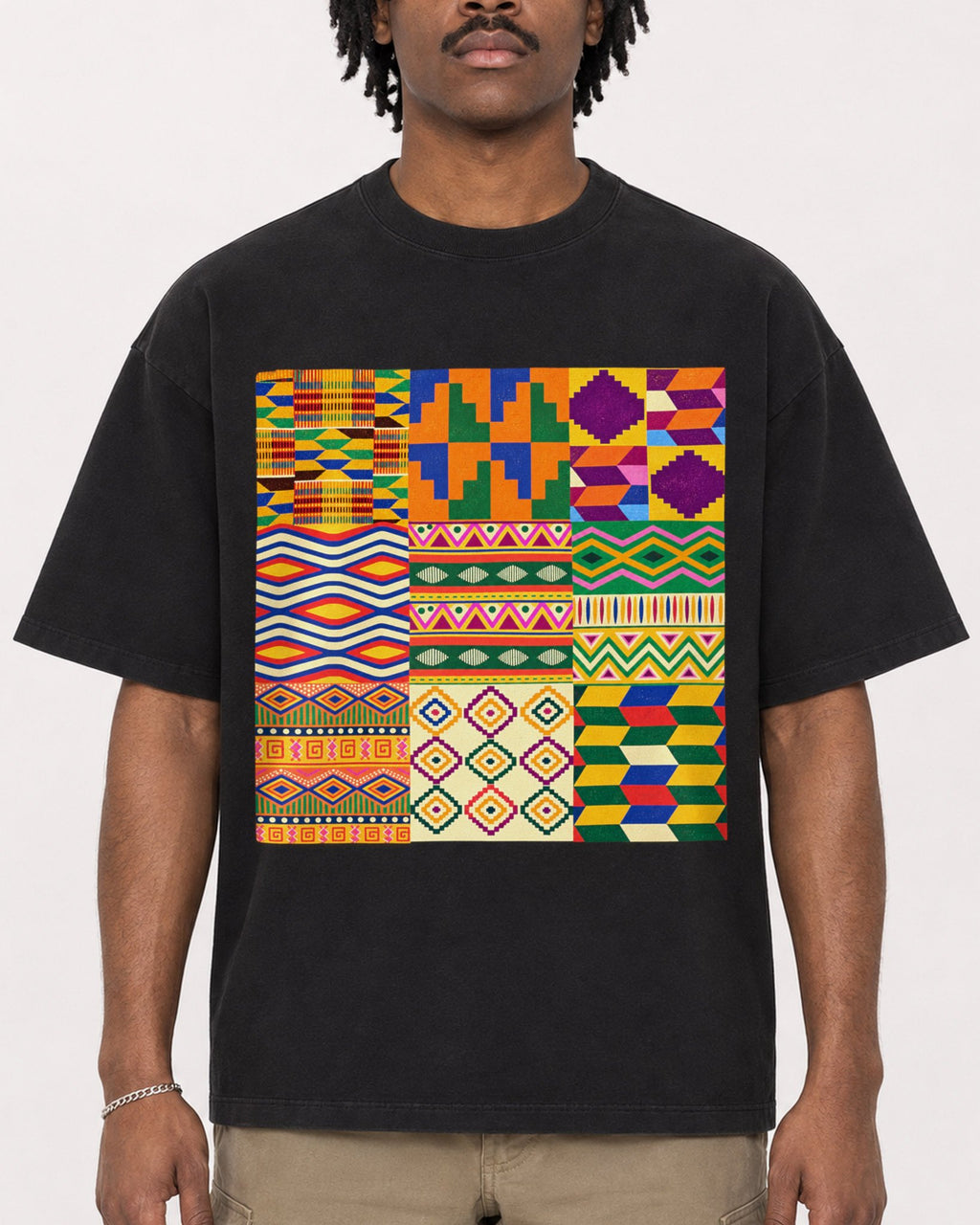 Mockup Boxy Heavyweight Tee Black male close-up 04