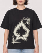 Mockup Boxy Heavyweight Tee Black female close-up 39