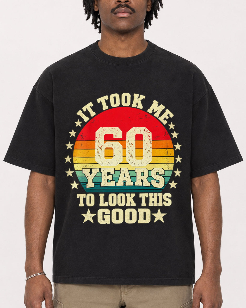 Mockup Boxy Heavyweight Tee Black male close-up 04