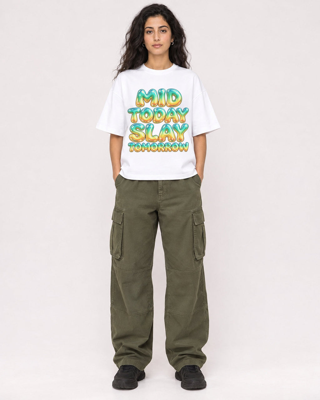 Mockup Boxy Heavyweight Tee White female full-body 07