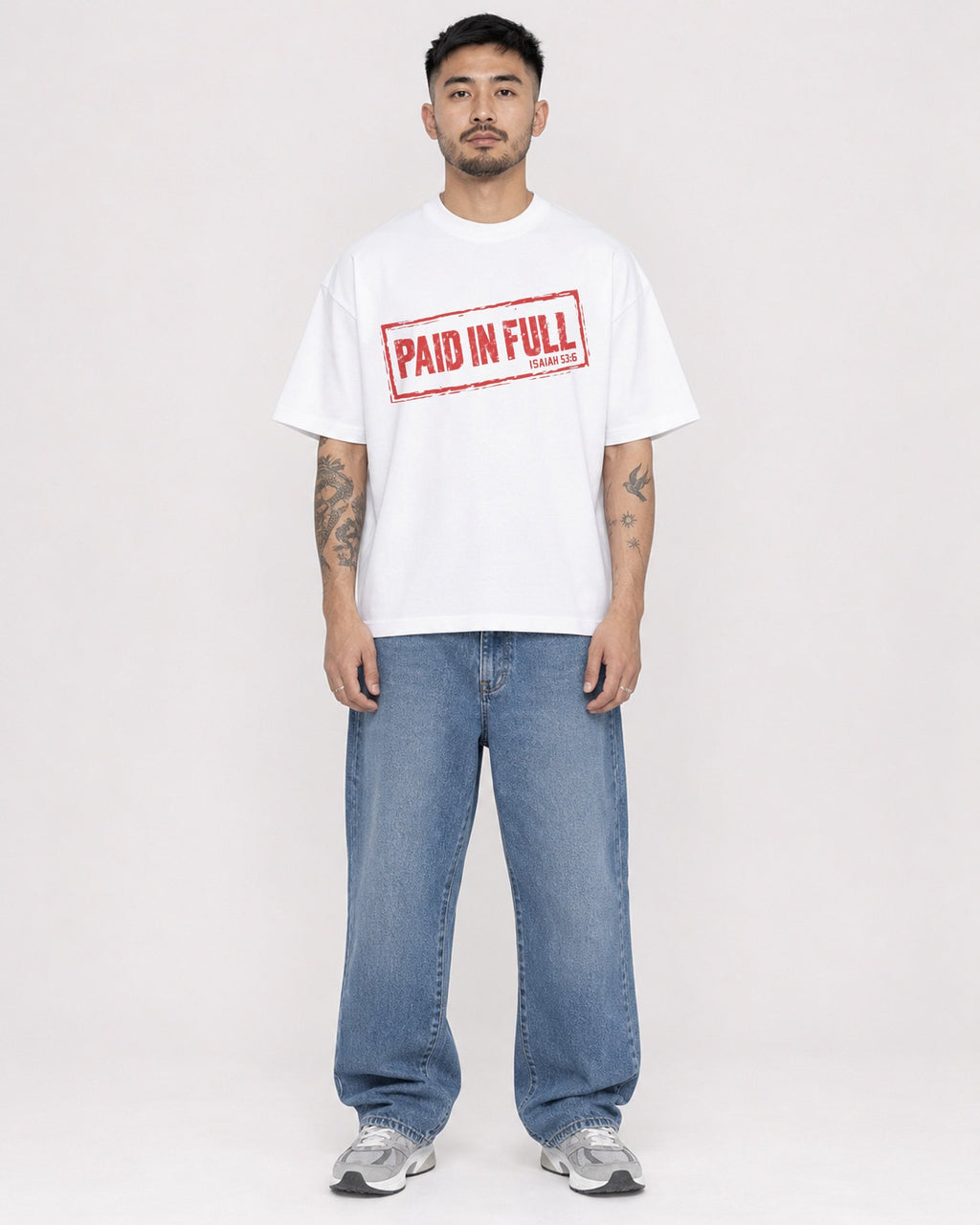 Mockup Boxy Heavyweight Tee White male full-body 12